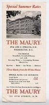 The Maury Hotel  Brochure 19th &amp; G Streets Washington DC 1930&#39;s - £13.93 GBP