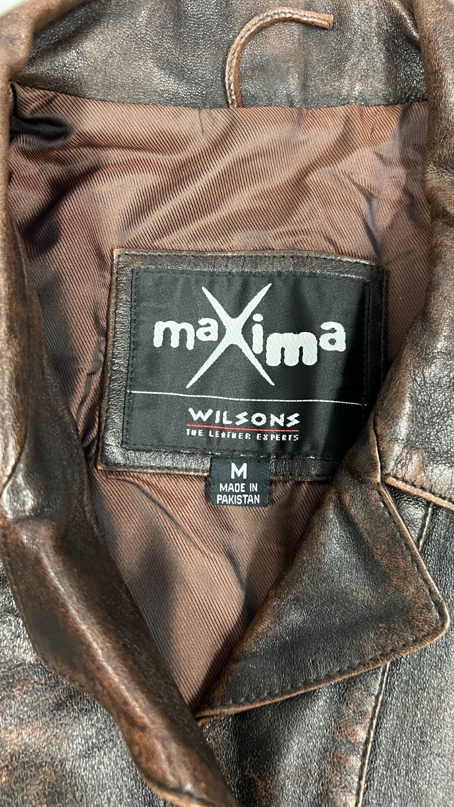 Vintage 70s  Womens Button Antiqued Brown Leather Jacket Maxima M Item image 2