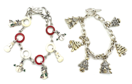 Lot of Two Christmas Tree Snowman Charms Bracelets - £17.40 GBP