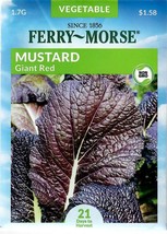 GIB Mustard Giant Red Vegetable Seeds Ferry Morse 12/22 - $8.00
