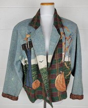 Vintage Painted Pony Tapestry Jacket Blazer Autumn Fall Scarecrow Pumpkin M - £54.53 GBP