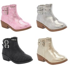 Bebe Boots Booties Size 5 6 7 or 8 Silver Gold Faux Leather Baby or Toddler Size - £11.96 GBP