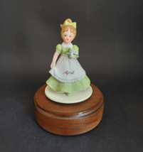 Vintage Lefton April Birthday Figurine Movement Music Box Figurine # 02043 - £15.83 GBP