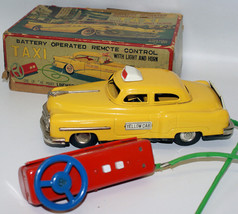 Vintage Tin Battery Op Remote Control Yellow Cab Taxi, Linemar, Japan / ... - £358.87 GBP
