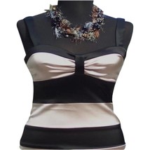 Cache Black Tan Satin Built In Bra Bustier Event Dress New Color Block $... - $71.20