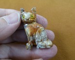 Y-CAT-50) calico KITTY CAT gemstone figurine love cats SOAPSTONE PERU ef... - $8.59