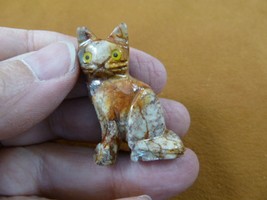 Y-CAT-50) Calico Kitty Cat Gemstone Figurine Love Cats Soapstone Peru Effigy - £6.75 GBP