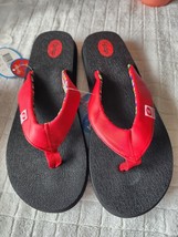 EUC Floopi Yoga Flip Flops Sandals Womens Sz 10 Slip On Wedge RED - £11.71 GBP