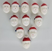 11 Vintage Santa Claus Head Blow Mold Plasic Christmas Light Covers 1 7/8&quot; - £11.66 GBP