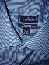 DOCKERS IRON FREE MEN&#39;S LS BLUE STRIPE DRESS SHIRT-M(15/15.5x32/33)-NWOT... - $13.99