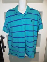 U.S. Polo Assn. SS Polo Blue Striped Shirt Size XL Men&#39;s EUC - £15.96 GBP