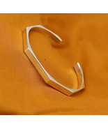 925 Sterling Silver Adjustable 7&quot; Men&#39;s Cuff Bangle in 14K White Gold Pl... - $2,111.09 MXN