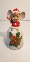Vintage Christmas Ceramic Bell - mouse holding candy cane - $147.31 MXN