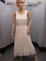 SOLITAIRE Sleeveless Long Lacy Crochet Cream Pale Pink/Peach Hi-Lo Dress NWTs  - £31.81 GBP