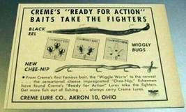1960 Print Ad Creme Lure Black Eel,Chee-Nip,Wiggly Bugs,Fishing Lures Akron,OH - £6.76 GBP