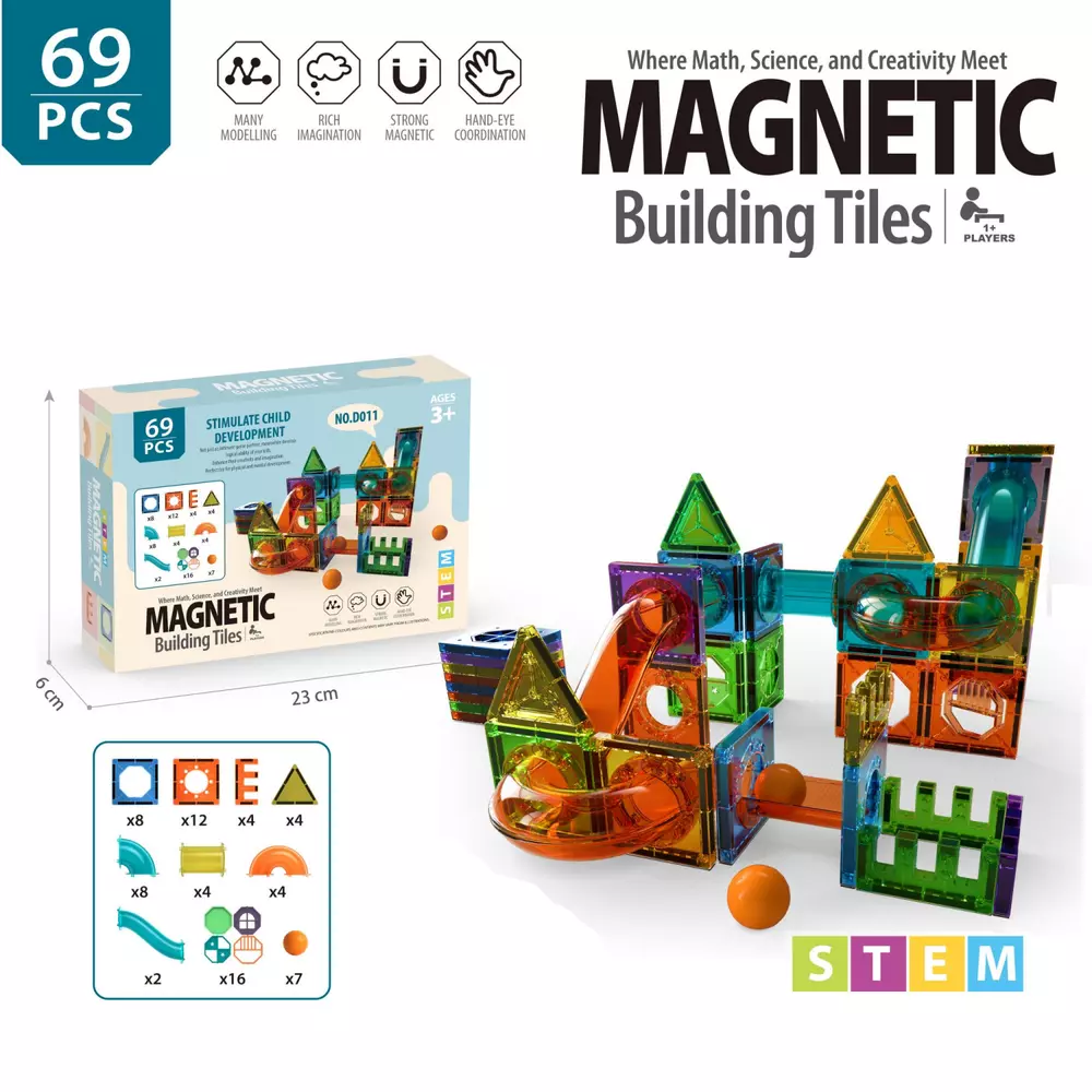 69 pcs Magnetic Building Blocks Set Marble Run Creative for Age 3+ - £26.57 GBP