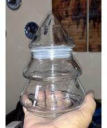 Vintage Clear Glass Christmas Tree Shaped Holiday Candy Jars 6.5” Tall Seal - $203.08 MXN