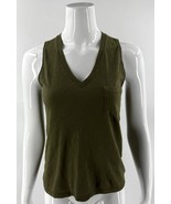 Madewell Tank Top Size XS Olive Green Pocket V Neck Cotton Womens - $273.89 MXN