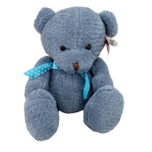 Gitzy Blue Teddy Bear Polka Dot Ribbon 160120 9.5&quot; New - £19.87 GBP
