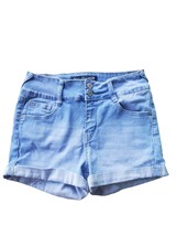 Wallflower Shorts 7 Juniors Ultra Fit Denim Light Wash Cuffed Mid Rise Summer - £13.36 GBP