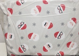 Printed Fabric Tablecloth,52&quot;x70&quot; Oblong, Christmas Santa Faces On Grey, Sp, Sd - £13.96 GBP