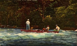 Ozarks A Typical Float Scene in the Ozarks, Men Fishing Linen Postcard 1951-BK31 - £4.64 GBP