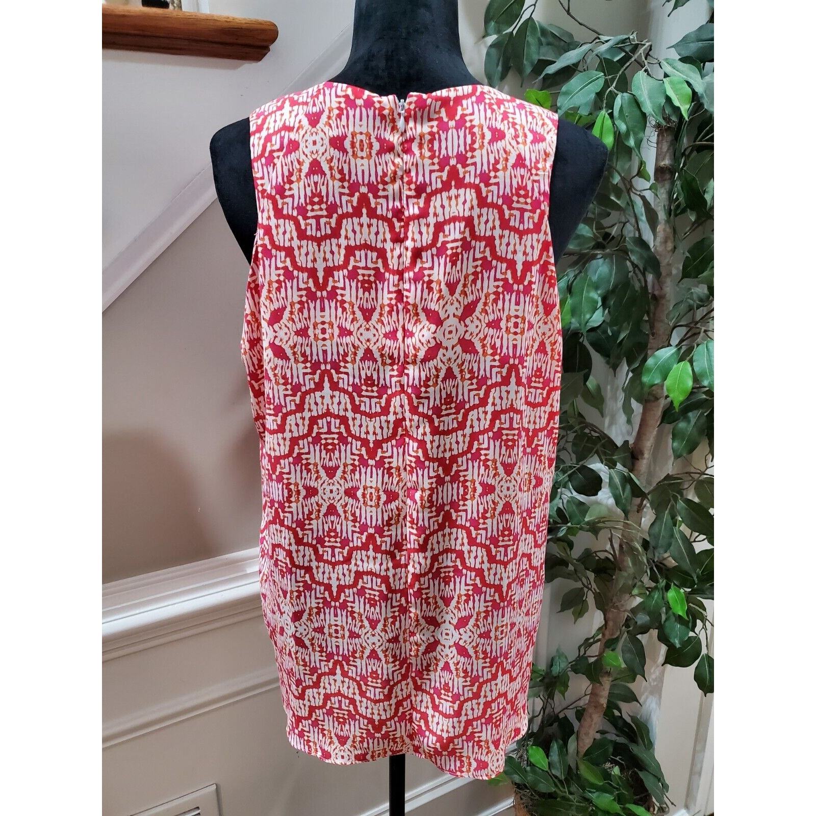 Willi Smith Women Red 100% Polyester Round Neck Sleeveless Casual Shirt Size L Item image 2