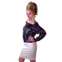 Vintage Womens  Sweater Disco Purple Sequins Partique Brand 1980S 36-38 ... - $24.95