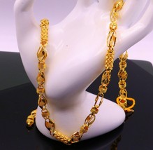 22 K Yellow Gold Handmade Lotus Chain Unisex Jewelry For Special Men Women Ind - £2,835.89 GBP+
