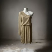 Bisou Bisou dress asymetricle Gold Lame Party Dress Knee Length Womens Size 10 - £24.43 GBP