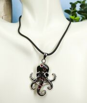 Ebros Red Rhinestone Steampunk Kraken Stainless Steel Necklace Pendant J... - $476.76 MXN