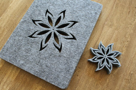 New GREY Placemats and coaster Fire Aster Shape Felt Table Mats Set of 8 - $18.99