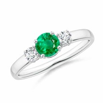 ANGARA Classic Emerald and Diamond Three Stone Engagement Ring - £1,268.56 GBP
