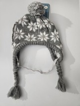 New Happy Howlidays Grey White Snowflake Large Pet Beanie Hat Headpiece 14-17&quot; - £7.83 GBP