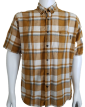 Woolrich Plaid Shirt Mens XL Nutmeg Cotton Blend Retro Short Sleeve Butt... - $273.78 MXN