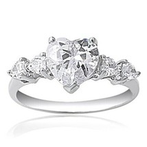 1.75Ct Heart Cut Simulated Diamond Promise Engagement Ring 14k White Gold Plated - £59.04 GBP