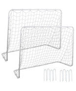 2Pcs 6X4 Ft Steel Frame Soccer Goal Football W/Durable Net Portable Yout... - £67.76 GBP