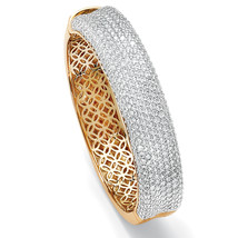 PalmBeach Jewelry 11.55 TCW Cubic Zirconia Gold-Plated Bangle Bracelet 7&quot; - £116.52 GBP