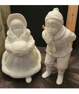 DEPARTMENT 56 WINTER SILHOUETTE SKATING CHILDREN WHITE PORCELAIN - $23.03