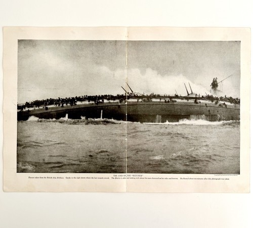 Arethusa Ship Sinking WW1 Print 1917 End Of The Blucher Torpedo British SmDwC4 Item image 2