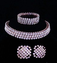 Vintage Rhinestone parure / 1/20th 10kt white gold top / expansion choker  - £196.47 GBP