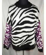 Plus Size 2X Terra &amp; Sky Zebra &amp; Leopard Print Long Sleeve Sweater, NWT - $22.00