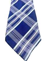 Donald J Trump Tie Necktie Blue &amp; White Plaid Check Stripe All Silk Pres... - £58.58 GBP
