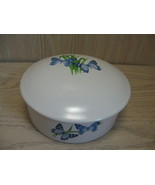 Blue Butterflies Design Ceramic Powder Trinket Jewelry Box FTD Inc - £7.85 GBP