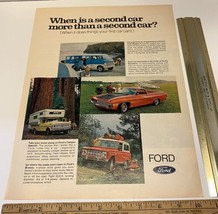 Vintage Print Ad Ford Ranchero Bronco Van Pickup Truck 2nd Car 1969 13.5 x 10.25 - $14.69