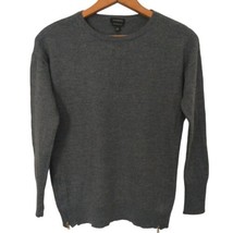 Talbots Merino Wool Zippered Sweater S Pullover Gray Academia Preppy Asymmetric  - £29.27 GBP