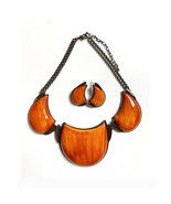 NEW Women Bib Costume Necklace &amp; Earrings Chunky Crescent Resin Jewelry ... - £27.45 GBP+