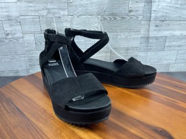 Eileen Fisher Sandals Women 7M Emmy Shoes Black Nubuck Platform Ankle St... - $37.44