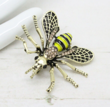 Large Vintage Style Enamel and Crystal BEE Bug Wasp Insect BROOCH Pin Jewellery - £11.61 GBP