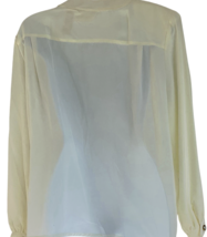 Vintage Pearl Button Down Pleated Blouse Cream 80s Classic Silhouette Sz. 14P image 14